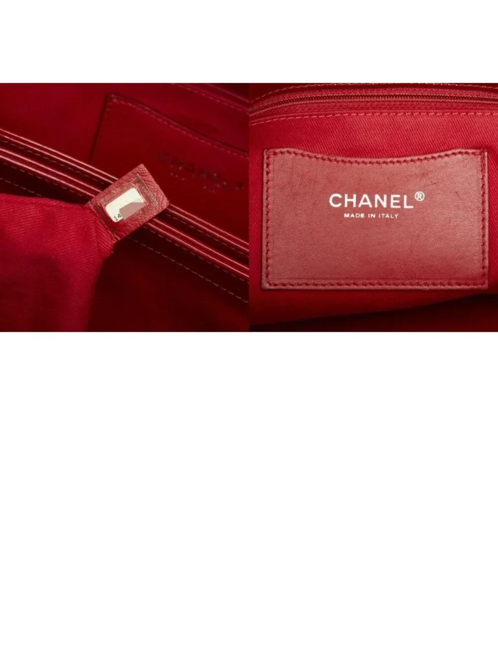 Chanel CC Logo Quilted Mademoiselle Tote Shoulder Bag Red Patent